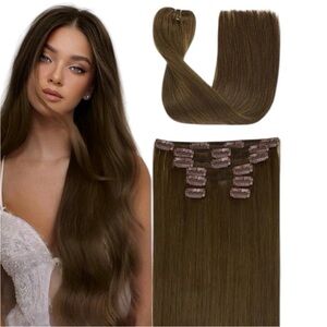 Chocolate Brown Remy Human Hair 20 Inch Clip In Hair Extensions